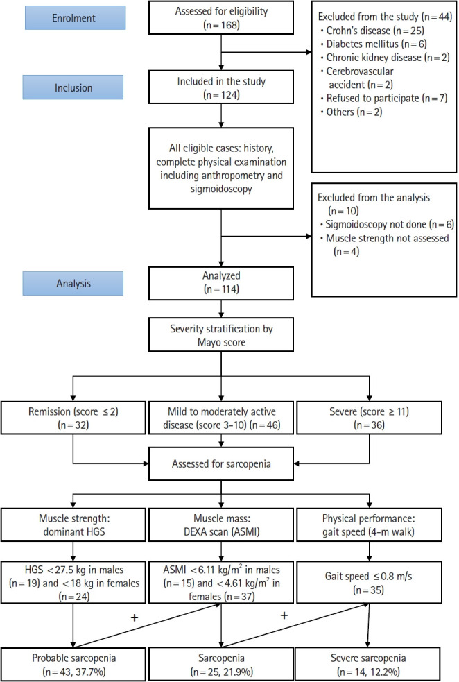 Sarcopenia is common in ulcerative colitis and correlates with disease activity.