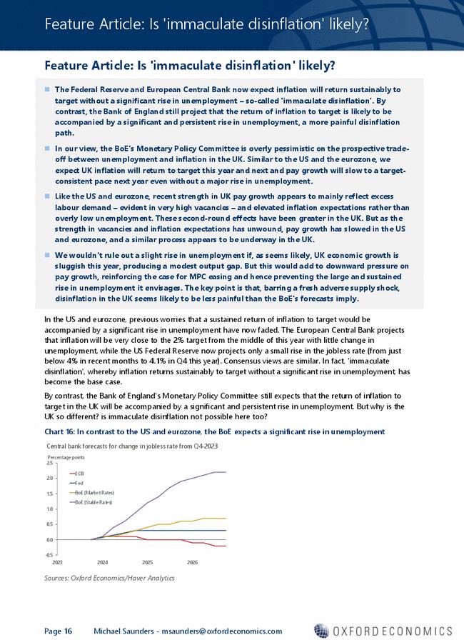 Feature Article: Is ‘immaculate disinflation’ likely?