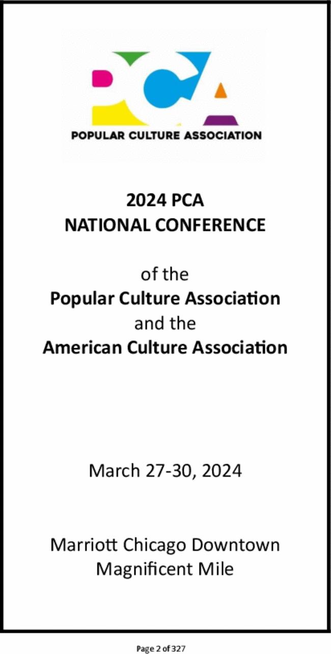 54th Annual Meeting of the Popular Culture Association PCA-ACA