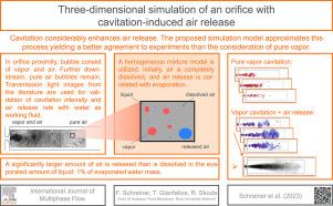 Three-dimensional simulation of an orifice flow with cavitation-induced air release