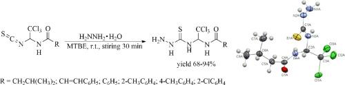 Synthesis, spectral characteristics and molecular structure of N-(2,2,2-trichloro-1-(hydrazinecarbothioamido)ethyl)carboxamides