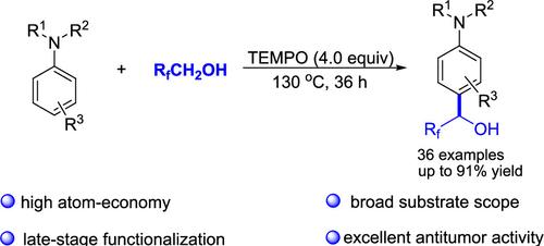 TEMPO-Mediated Dehydrogenative Hydroxyfluoroalkylation of Arylamines with Polyfluorinated Alcohols