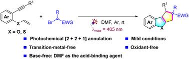 Photochemical [2 + 2 + 1] annulation of 2-vinyloxy arylalkynes with bromomalonates via energy transfer†