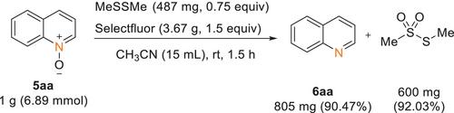 Deoxygenation of N-heterocyclic N-oxides with Selectfluor and disulfane