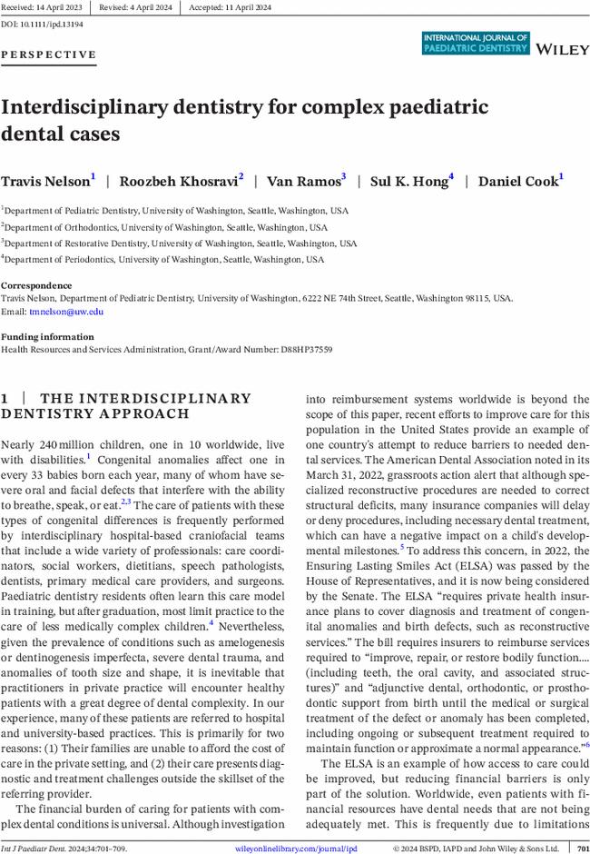 Interdisciplinary dentistry for complex paediatric dentalcases