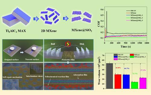 Core-rim structured MXene@SiO2 composites as oil-based additives for enhanced tribological properties