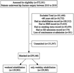 Association between additional weekend rehabilitation and functional outcomes in patients with hip fractures: does age affect the effectiveness of weekend rehabilitation?