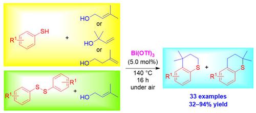 Bismuth Triflate Catalyzed Intermolecular Cyclization of Thiophenols with Allylic Alcohols