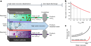 Zinc–iodine redox reaction enables direct brine valorization with efficient high-water-recovery desalination