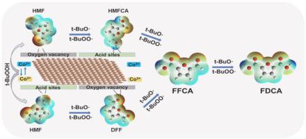 Engineering crystal plane of NiCo2O4 to regulate oxygen vacancies and acid sites for alkali-free oxidation of 5-hydroxymethylfurfural to 2,5-furandicarboxylic acid