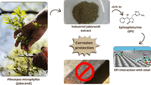 Anticorrosive properties in 1020 steel of an alkaloid-rich extract obtained from the jaborandi biomass (Pilocarpus microphyllus staff ex wardlew) of the pilocarpine industrial production chain