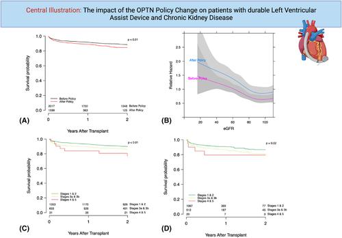 The impact of the OPTN policy change on patients with a durable left ventricular assist device and chronic kidney disease: Analysis of the UNOS database