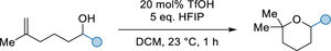 Tetrahydropyran synthesis mediated by catalytic triflic acid and hexafluoroisopropanol