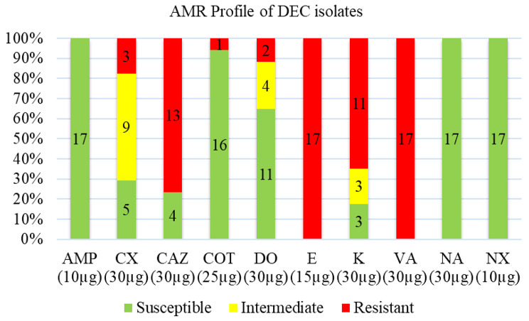Detection and antibiogram profile of diarrheagenic Escherichia coli isolated from two abattoir settings in northwest Ethiopia: a one health perspective.