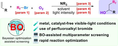 Bayesian optimization assisted screening conditions for visible light-induced hydroxy-perfluoroalkylation