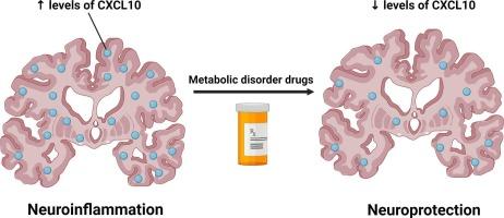 Mitigation of CXCL10 secretion by metabolic disorder drugs in microglial-mediated neuroinflammation