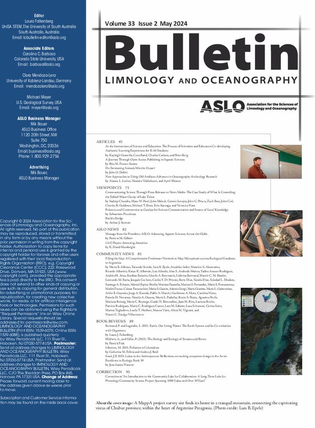 Limnology and Oceanography Bulletin Volume 33 Number 2 May 2024 1-95