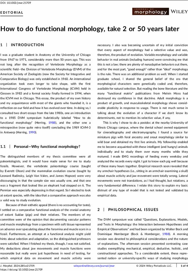 How to do functional morphology, take 2 or 50 years later