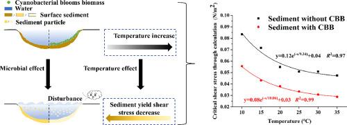 Effect of temperature on surface fluid sediment properties with cyanobacterial bloom biomass accumulation