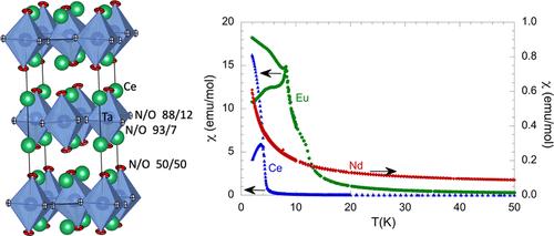 Anionic and Magnetic Ordering in Rare Earth Tantalum Oxynitrides with an n = 1 Ruddlesden–Popper Structure