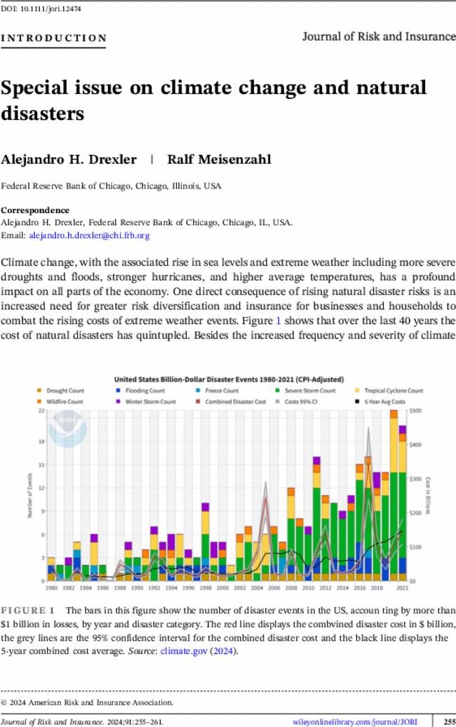 Special issue on climate change and natural disasters