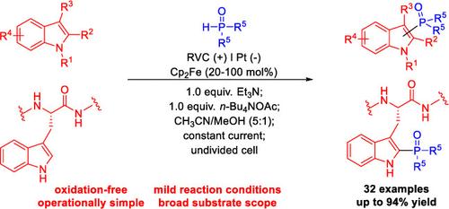 Electrochemical Synthesis of Phosphorylated Indoles and Trp-Containing Oligopeptides