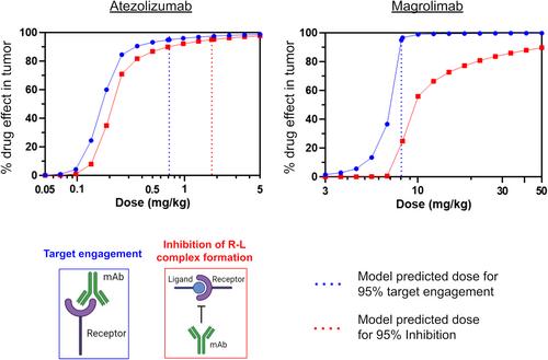 Comparison of dose selection based on target engagement versus inhibition of receptor–ligand interaction for checkpoint inhibitors