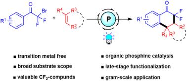 Metal-free phosphine-catalyzed visible-light-induced radical cyclization of alkenes: access to cyclic gem-difluoroacyl scaffolds†