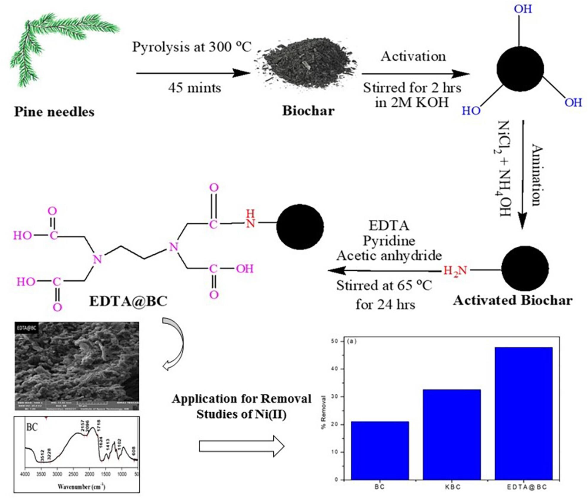 EDTA functionalized pine needle biochar (EDTA@BC); a valorized bio-material for removal of Ni(II) from aqueous solution