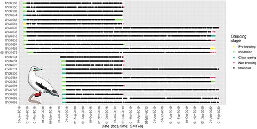 Geolocation and immersion loggers reveal year-round residency and facilitate nutrient deposition rate estimation of adult red-footed boobies in the Chagos Archipelago, tropical Indian Ocean