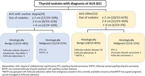 Malignant risk of pediatric Bethesda category III thyroid nodules subcategorized by nuclear atypia and other: A single institution experience