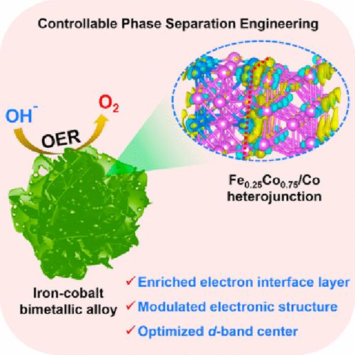 Controllable Phase Separation Engineering of Iron–Cobalt Alloy Heterojunction for Efficient Water Oxidation