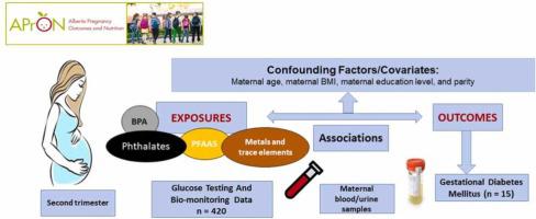 Maternal exposure to bisphenols, phthalates, perfluoroalkyl acids, and trace elements and their associations with gestational diabetes mellitus in the APrON cohort