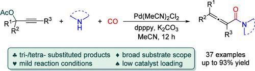 Synthesis of Multisubstituted 2,3-Allenamides via Palladium-Catalyzed Carbonylation of Propargylic Esters