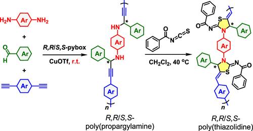 Asymmetric Multicomponent Polymerizations of Aromatic Amines, Aldehydes, and Alkynes Toward Chiral Poly(propargylamine)s and the Backbone Transformation
