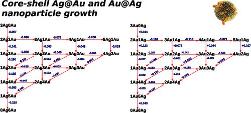 Ag@Au and Au@Ag Core–Shell Nanoparticles: Insights on the Growth Process and Interactions with Small Molecules