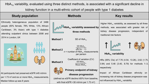 HbA<sub>1c</sub> variability is independently associated with progression of diabetic kidney disease in an urban multi-ethnic cohort of people with type 1 diabetes.