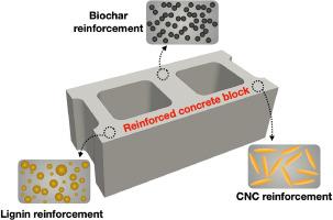 Biomaterials-based concrete composites: A review on biochar, cellulose and lignin