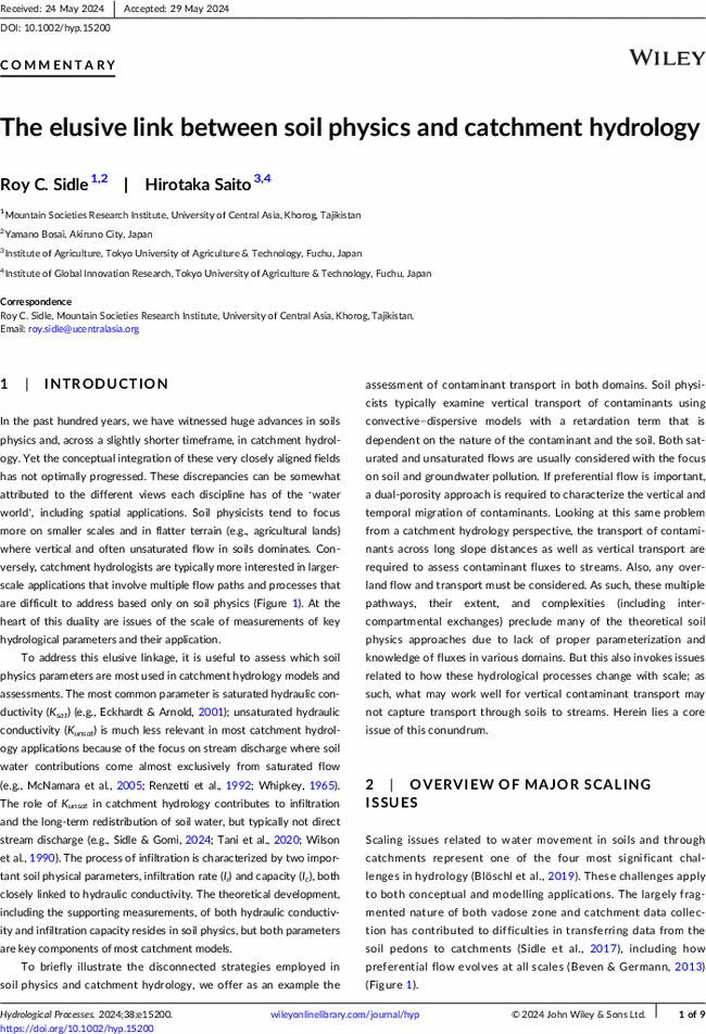 The elusive link between soil physics and catchment hydrology