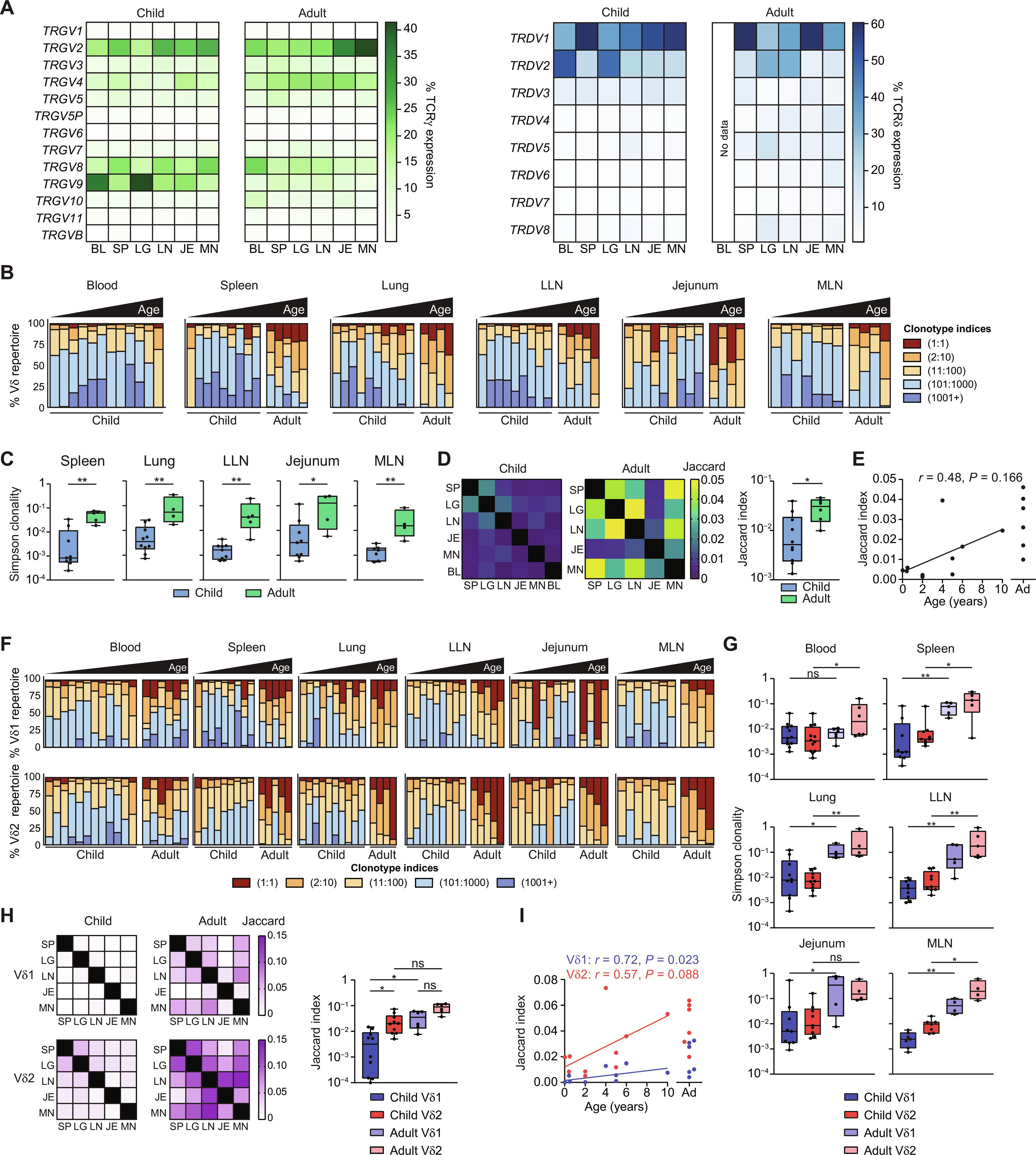 Human γδ T cells in diverse tissues exhibit site-specific maturation dynamics across the life span