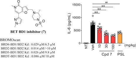 Discovery of a potent, orally available furopyridine derivative as a novel selective bromodomain and extra-terminal domain (BET)-first bromodomain (BD1) inhibitor