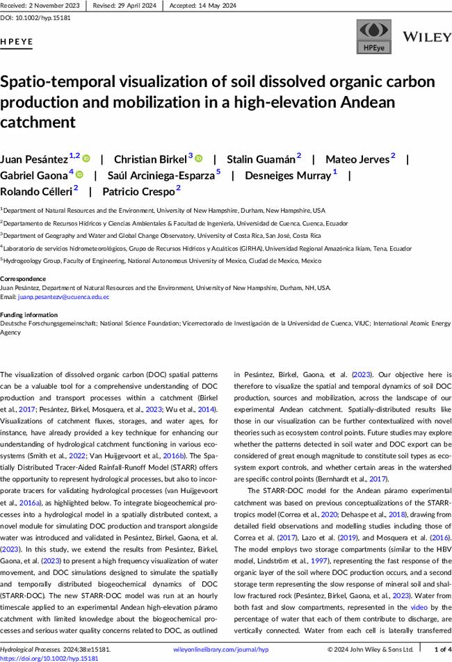 Spatio-temporal visualization of soil dissolved organic carbon production and mobilization in a high-elevation Andean catchment