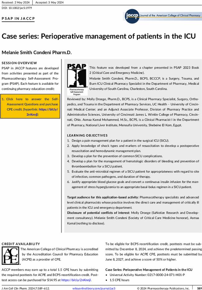 Case series: Perioperative management of patients in the ICU