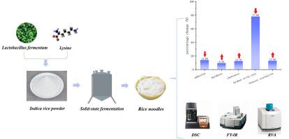 Solid-state fermentation of Limosilactobacillus fermentum and lysine addition to improve the cooking and eating quality of high-fiber rice noodles