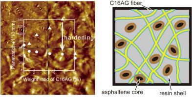 Insights into the mechanism of modification by self-assembling starch-based fatty acid esters that cause a pronounced time-dependent effect on asphalt hardness