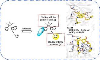 Structure-activity relationship of dual inhibitors containing maleimide and imidazole motifs against glutaminyl cyclase and glycogen synthase kinase-3β