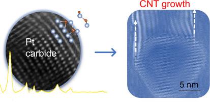 Transitional surface Pt carbide formation during carbon nanotube growth