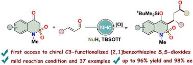 Enantioselective synthesis of C3-functionalized 2,1-benzothiazine 2,2-dioxides by N-heterocyclic carbene catalysis†