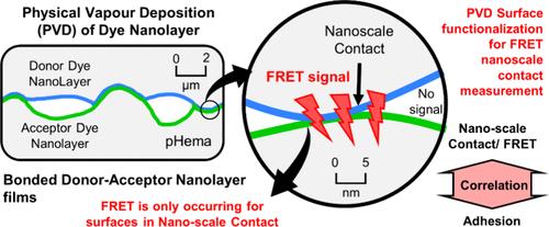 Functionalizing Surfaces by Physical Vapor Deposition To Measure the Degree of Nanoscale Contact Using FRET