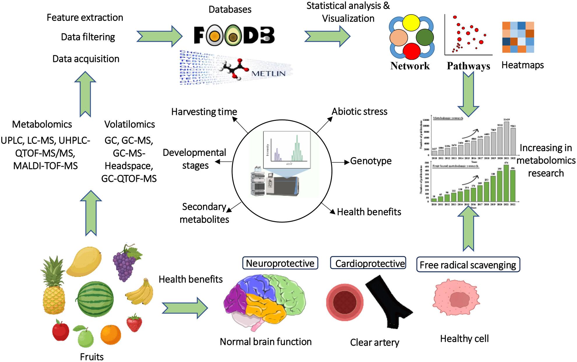 Recent progress in metabolomics research: insights into fruit metabolome, harvesting techniques and health-promoting bioactives